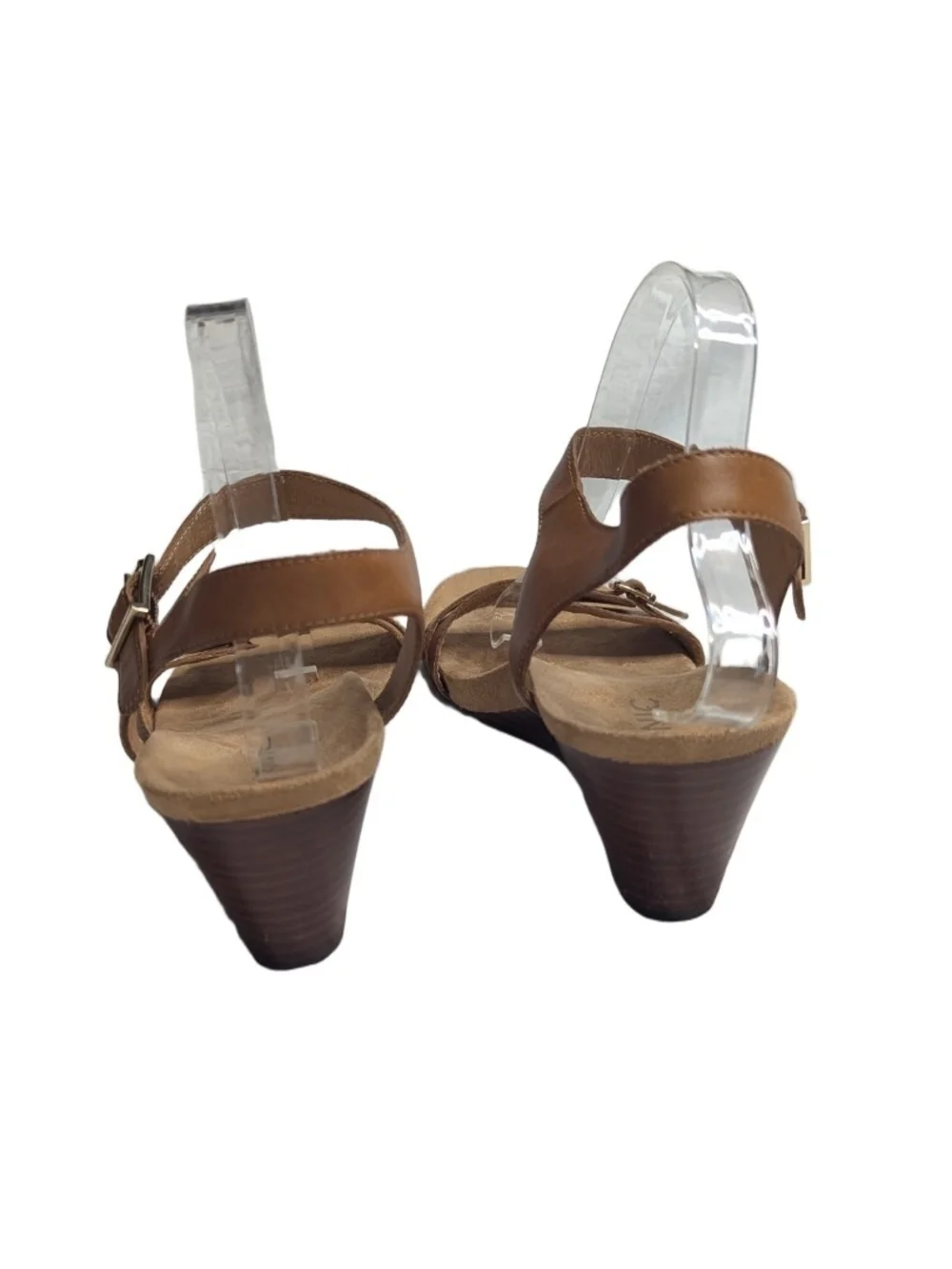 Vionic Noble Laurie Womens Brown Leather Buckle Strap Wedge Sandal Size 9.5